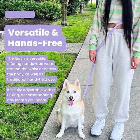 Hands Free Dog Leash, 4-7.5 FT PVC Waterproof Multifunctional Dog Leash Adjustable Lengths for Handless Walking Training Running with Cross Body, Over Shoulder, Waist and Belt Leash (Black) in Saudi Arabia