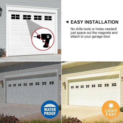 Magnetic Garage Door Decorative Hardware Garage Door Windows Decor Magnetic Faux Garage Door Windows 6 * 4 * 0.04 Inches (16PCS Garage Window Magnets) in Saudi Arabia
