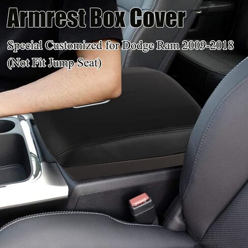XITER قطعة واحدة من غطاء مسند ذراع وحدة التحكم المركزية غطاء مسند ذراع جلدي لسيارة Dodge 2013-2018 Ram 1500 2500 3500 4500 5500 2019-2024 Ram 1500 Classic (مناسب لمقعد القفز)- غرز سوداء in Kuwait