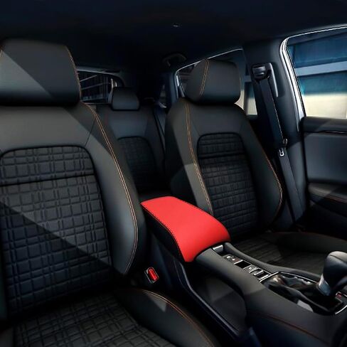 for Honda HRV/HR-V Accessories 2023 2024 Car Armrest Cover Waterproof Center Console Pad Scratch Resistance Box Cover Leather Protector Pad(Red+Black) in Saudi Arabia