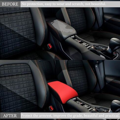 for Honda HRV/HR-V Accessories 2023 2024 Car Armrest Cover Waterproof Center Console Pad Scratch Resistance Box Cover Leather Protector Pad(Red+Black) in Saudi Arabia