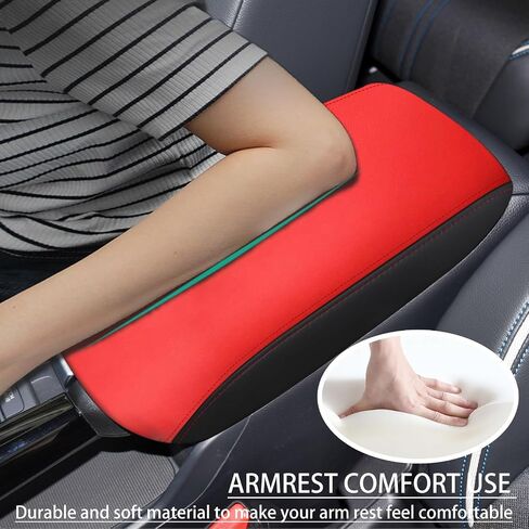 for Honda HRV/HR-V Accessories 2023 2024 Car Armrest Cover Waterproof Center Console Pad Scratch Resistance Box Cover Leather Protector Pad(Red+Black) in Saudi Arabia