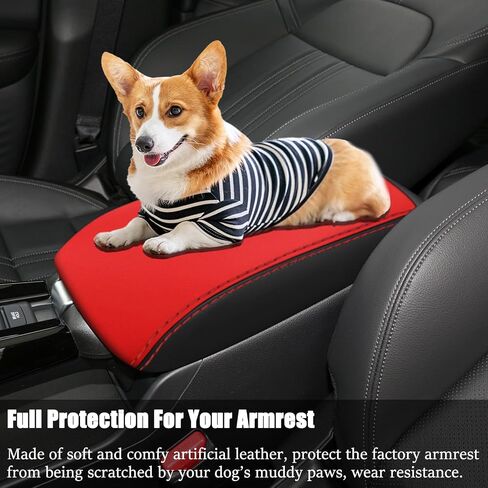 for Honda HRV/HR-V Accessories 2023 2024 Car Armrest Cover Waterproof Center Console Pad Scratch Resistance Box Cover Leather Protector Pad(Red+Black) in Saudi Arabia