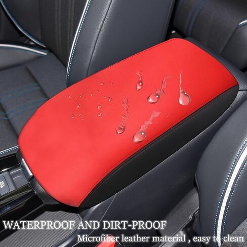 for Honda HRV/HR-V Accessories 2023 2024 Car Armrest Cover Waterproof Center Console Pad Scratch Resistance Box Cover Leather Protector Pad(Red+Black) in Saudi Arabia