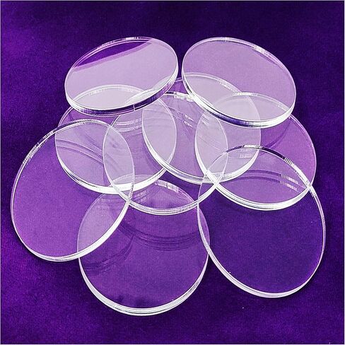 Acrylic Bases for Minis and Miniatures - Circular, Square, Oval, Rectangular, Hexagonal |Compatibles with most RPG's and Tabletop Games| (Clear - Circular #2 (25mm x ~2.70mm x 25 units)) in Saudi Arabia