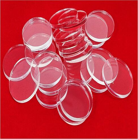 Acrylic Bases for Minis and Miniatures - Circular, Square, Oval, Rectangular, Hexagonal |Compatibles with most RPG's and Tabletop Games| (Clear - Circular #2 (25mm x ~2.70mm x 25 units)) in Saudi Arabia