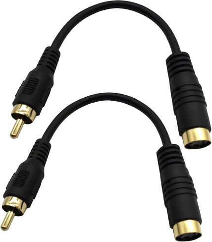 Gold-Plated S-Video to RCA Cable Composite RCA Male to S-Video 4 Pin Mini DIN Terminale Female AV Stereo Audio Conversion Cable S-Video -2PCS 15CM (4Pin Female to RCA Male Straight) in Saudi Arabia