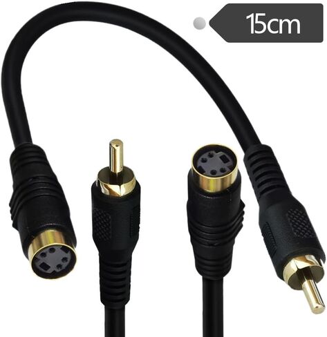 Gold-Plated S-Video to RCA Cable Composite RCA Male to S-Video 4 Pin Mini DIN Terminale Female AV Stereo Audio Conversion Cable S-Video -2PCS 15CM (4Pin Female to RCA Male Straight) in Saudi Arabia
