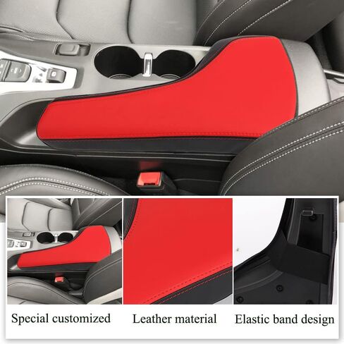 XITER Leather Auto Console Cover Waterproof Center Console Armrest Cover Protector for Chevrolet Camaro 2016 2017 2018 2019 2020 2021 2022 2023 2024 Accessories(Black+Red) in Saudi Arabia
