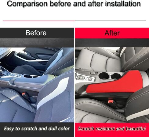 XITER Leather Auto Console Cover Waterproof Center Console Armrest Cover Protector for Chevrolet Camaro 2016 2017 2018 2019 2020 2021 2022 2023 2024 Accessories(Black+Red) in Saudi Arabia