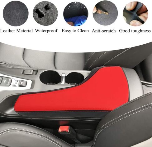 XITER Leather Auto Console Cover Waterproof Center Console Armrest Cover Protector for Chevrolet Camaro 2016 2017 2018 2019 2020 2021 2022 2023 2024 Accessories(Black+Red) in Saudi Arabia