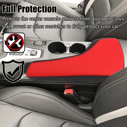 XITER Leather Auto Console Cover Waterproof Center Console Armrest Cover Protector for Chevrolet Camaro 2016 2017 2018 2019 2020 2021 2022 2023 2024 Accessories(Black+Red) in Saudi Arabia