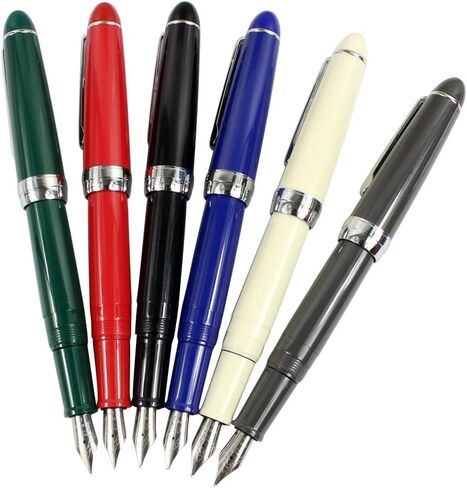 6 PCS Jinhao 992 Plastic Fountain Pen Set, Transparent, Diversity Color(Blue, Green, Grey, Brown, Orange, White) in Saudi Arabia