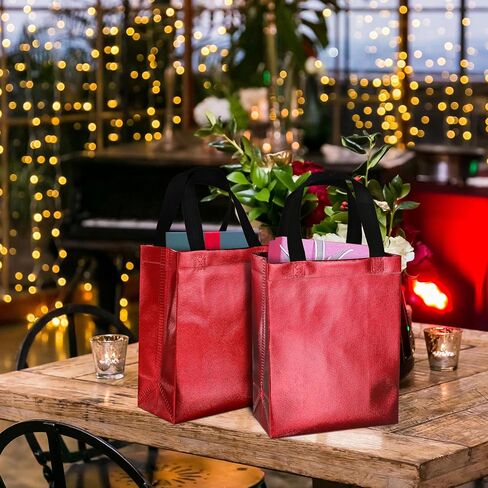 BLEWINDZ 100Pcs Medium Gift Bags Bulk – 10.2" Reusable Gift Bags Tote Bags with Handles - Ideal as Party Favor Bags, Shopping Bags (10 Colors) in Kuwait