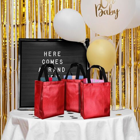 BLEWINDZ 100Pcs Medium Gift Bags Bulk – 10.2" Reusable Gift Bags Tote Bags with Handles - Ideal as Party Favor Bags, Shopping Bags (10 Colors) in Kuwait