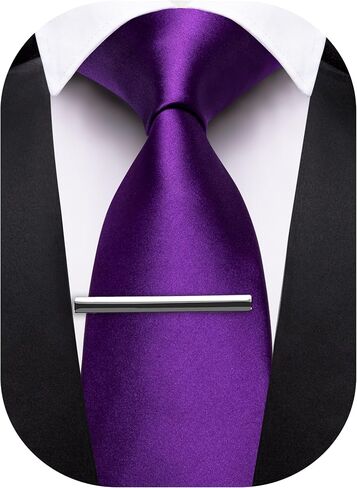 Barry.Wang Neckties for Man Solid Neckties Silk Woven Tie for Man Necktie Clips Formal Classic 3.34" Business Party in Saudi Arabia