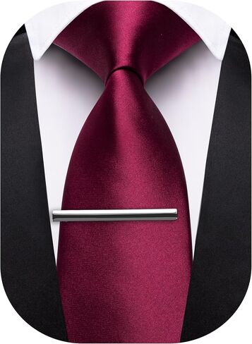 Barry.Wang Neckties for Man Solid Neckties Silk Woven Tie for Man Necktie Clips Formal Classic 3.34" Business Party in Saudi Arabia