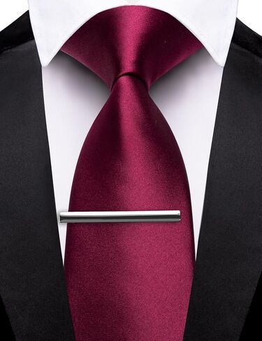 Barry.Wang Neckties for Man Solid Neckties Silk Woven Tie for Man Necktie Clips Formal Classic 3.34" Business Party in Saudi Arabia
