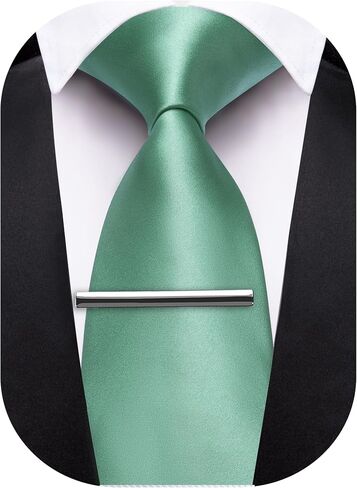 Barry.Wang Neckties for Man Solid Neckties Silk Woven Tie for Man Necktie Clips Formal Classic 3.34" Business Party in Saudi Arabia