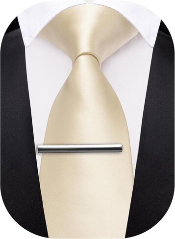 Barry.Wang Neckties for Man Solid Neckties Silk Woven Tie for Man Necktie Clips Formal Classic 3.34" Business Party in Saudi Arabia