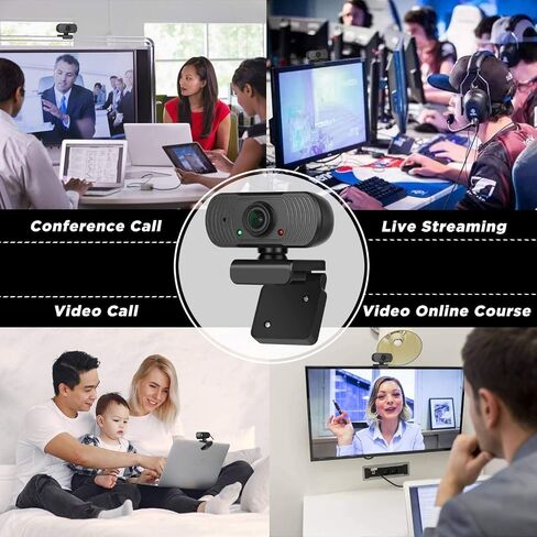 كاميرا ويب بزاوية عريضة 1080 بكسل عالية الدقة مع ميكروفون ومحول USB C، وكاميرا ويب USB خارجية للكمبيوتر والكمبيوتر المحمول وغرفة الاجتماعات وشاشة Mac Xbox in Saudi Arabia