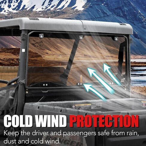الزجاج الأمامي الخلفي A & UTV PRO لطاقم Polaris Ranger متوسط ​​الحجم 500 570 موديل 2015-2023، 2022-2023 SP 570، ملحقات النافذة الخلفية شديدة التحمل in Saudi Arabia