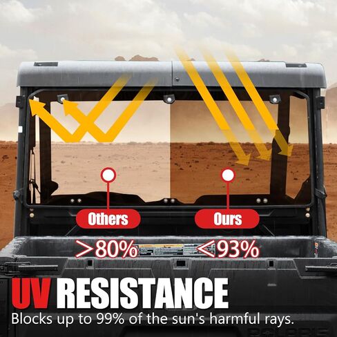 الزجاج الأمامي الخلفي A & UTV PRO لطاقم Polaris Ranger متوسط ​​الحجم 500 570 موديل 2015-2023، 2022-2023 SP 570، ملحقات النافذة الخلفية شديدة التحمل in Saudi Arabia