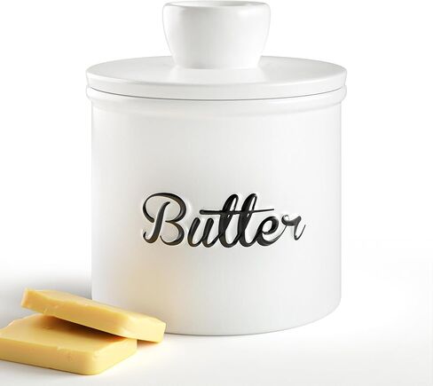 وعاء الزبدة - وعاء زبدة سيراميك 4.5 ساعة للعداد مع الماء للزبدة الناعمة - وعاء حفظ الزبدة الفرنسية مع الماء - وعاء زبدة فرنسي مع غطاء للكونترتوب - طبق زبدة فرنسي مع الماء in Kuwait