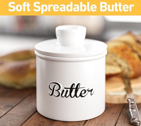 وعاء الزبدة - وعاء زبدة سيراميك 4.5 ساعة للعداد مع الماء للزبدة الناعمة - وعاء حفظ الزبدة الفرنسية مع الماء - وعاء زبدة فرنسي مع غطاء للكونترتوب - طبق زبدة فرنسي مع الماء in Kuwait