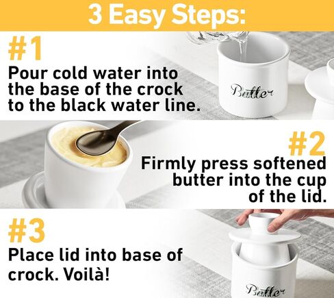 وعاء الزبدة - وعاء زبدة سيراميك 4.5 ساعة للعداد مع الماء للزبدة الناعمة - وعاء حفظ الزبدة الفرنسية مع الماء - وعاء زبدة فرنسي مع غطاء للكونترتوب - طبق زبدة فرنسي مع الماء in Kuwait