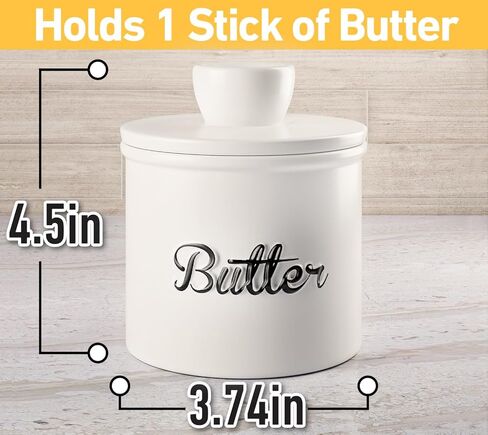 وعاء الزبدة - وعاء زبدة سيراميك 4.5 ساعة للعداد مع الماء للزبدة الناعمة - وعاء حفظ الزبدة الفرنسية مع الماء - وعاء زبدة فرنسي مع غطاء للكونترتوب - طبق زبدة فرنسي مع الماء in Kuwait