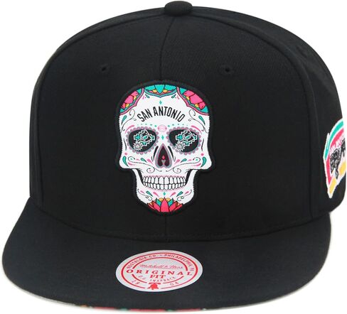 Mitchell & Ness San Antonio Spurs NBA Sugar Skull Snapback Hat Adjustable Cap - Black in Saudi Arabia