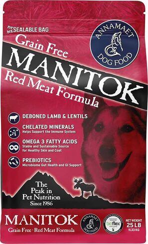Annamaet Grain-Free Manitok Red Meat Formula Dry Dog Food, (Fresh Lamb), 25-lb Bag in Saudi Arabia