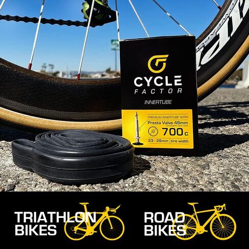 Cycle Factor 700c 23/28mm Width Presta Valve 48mm Innertube with Removable Valve core and kit in Saudi Arabia