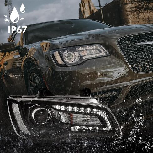 Halogen Headlights Compatible with Chrysler 300/300C 2015 2016 2017 2018 Headlamp Assembly with Black Bezel Replacement Left Driver + Right Passenger Side in Saudi Arabia