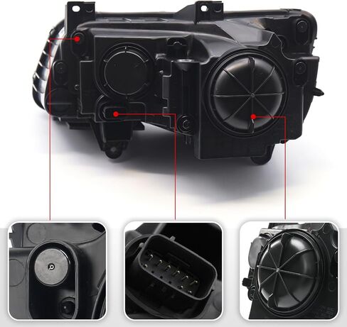 Halogen Headlights Compatible with Chrysler 300/300C 2015 2016 2017 2018 Headlamp Assembly with Black Bezel Replacement Left Driver + Right Passenger Side in Saudi Arabia