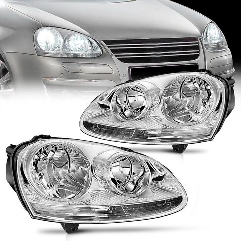 Nilight Headlight Assembly Compatible with 2005 2006 2007 2008 2009 2010 Volkswagen Jetta 2006 2007 2008 2009 VW Rabbit GTI Headlamp Black Housing Driver and Passenger Side, 2 Years Warranty in Saudi Arabia
