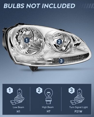 Nilight Headlight Assembly Compatible with 2005 2006 2007 2008 2009 2010 Volkswagen Jetta 2006 2007 2008 2009 VW Rabbit GTI Headlamp Black Housing Driver and Passenger Side, 2 Years Warranty in Saudi Arabia