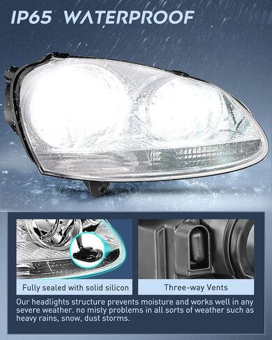 Nilight Headlight Assembly Compatible with 2005 2006 2007 2008 2009 2010 Volkswagen Jetta 2006 2007 2008 2009 VW Rabbit GTI Headlamp Black Housing Driver and Passenger Side, 2 Years Warranty in Saudi Arabia
