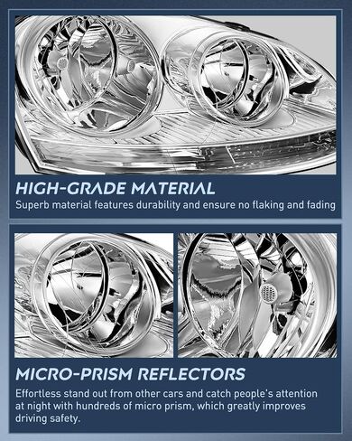 Nilight Headlight Assembly Compatible with 2005 2006 2007 2008 2009 2010 Volkswagen Jetta 2006 2007 2008 2009 VW Rabbit GTI Headlamp Black Housing Driver and Passenger Side, 2 Years Warranty in Saudi Arabia
