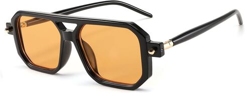 BUTABY Retro Square 70s Flat Aviator Sunglasses Women Men Vintage Trendy Plastic Frame Sun Glasses UV400 Protection in Saudi Arabia