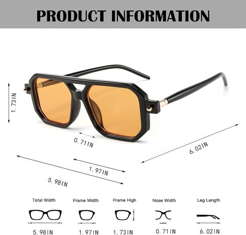 BUTABY Retro Square 70s Flat Aviator Sunglasses Women Men Vintage Trendy Plastic Frame Sun Glasses UV400 Protection in Saudi Arabia