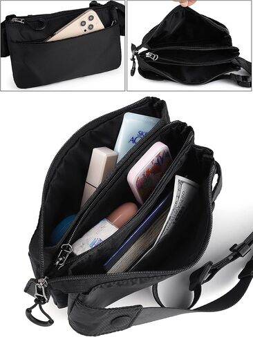 UTO Fanny Pack للنساء والرجال مقاوم للماء من النايلون بحزام حقيبة الخصر وحقائب الصدر متعددة الجيوب مضادة للخدش أثناء السفر والجري والمشي لمسافات طويلة in Kuwait