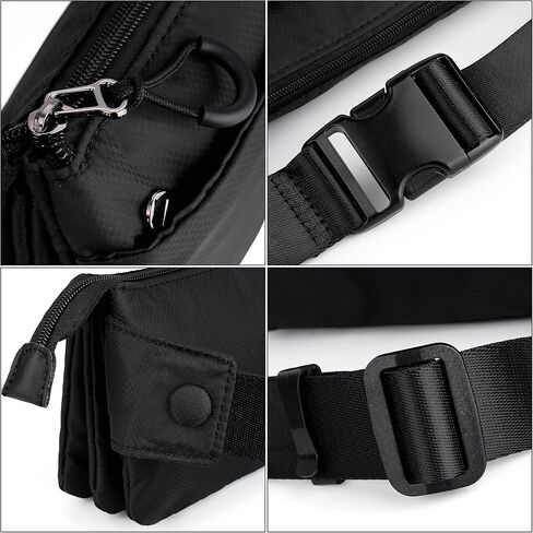 UTO Fanny Pack للنساء والرجال مقاوم للماء من النايلون بحزام حقيبة الخصر وحقائب الصدر متعددة الجيوب مضادة للخدش أثناء السفر والجري والمشي لمسافات طويلة in Kuwait