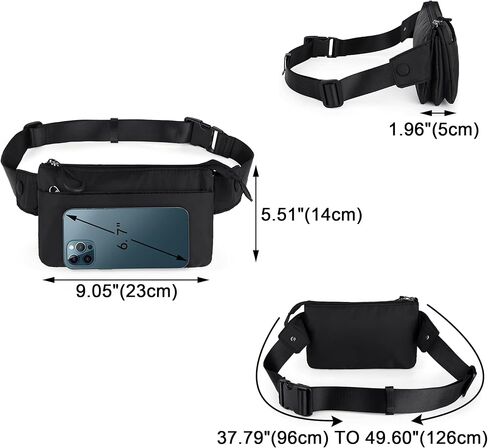 UTO Fanny Pack للنساء والرجال مقاوم للماء من النايلون بحزام حقيبة الخصر وحقائب الصدر متعددة الجيوب مضادة للخدش أثناء السفر والجري والمشي لمسافات طويلة in Kuwait