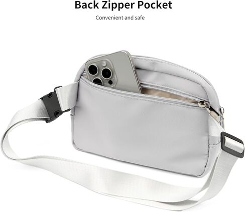 Cute Portable Mini Belt Bag with Adjustable Strap Small Fanny Pack Crossbody Lightweight Waist Bag for Women and Men (Silver Gray) in Saudi Arabia