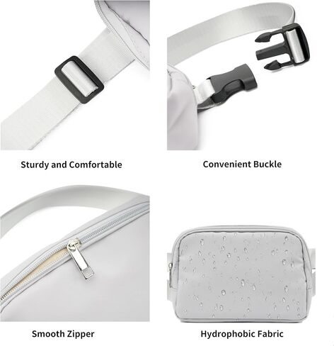 Cute Portable Mini Belt Bag with Adjustable Strap Small Fanny Pack Crossbody Lightweight Waist Bag for Women and Men (Silver Gray) in Saudi Arabia