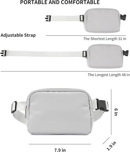Cute Portable Mini Belt Bag with Adjustable Strap Small Fanny Pack Crossbody Lightweight Waist Bag for Women and Men (Silver Gray) in Saudi Arabia