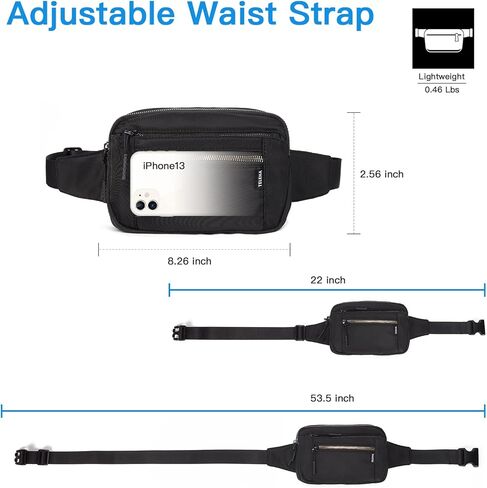 حقيبة حزام تيلينا للنساء مع 5 سحابات للنساء باللون الأسود in Kuwait