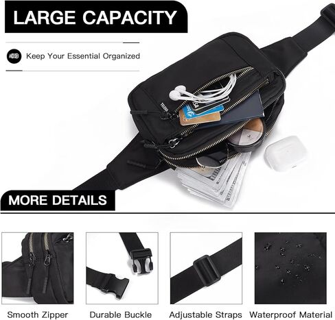 حقيبة حزام تيلينا للنساء مع 5 سحابات للنساء باللون الأسود in Kuwait